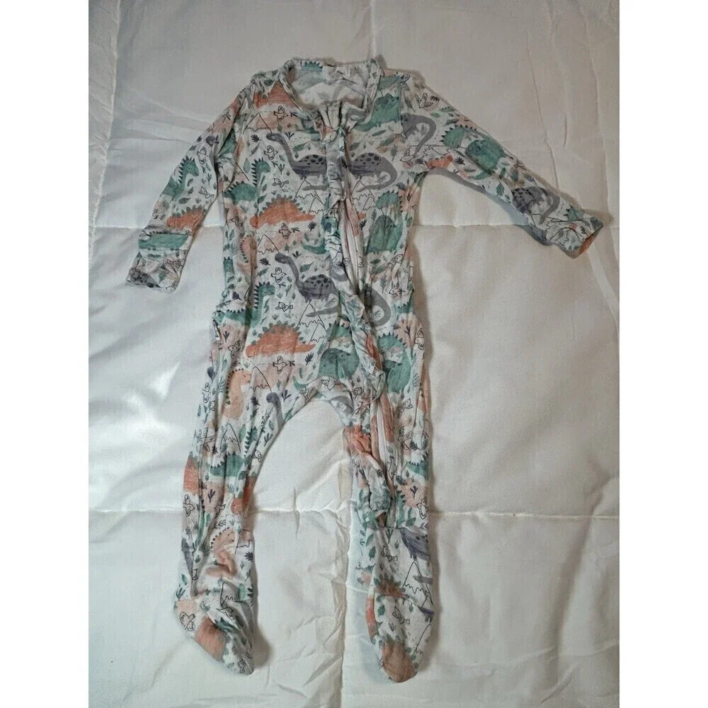 Angel Dear Ruffle Bodysuit with Pastel Dinosaurs 3-6mo